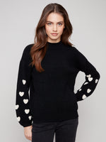 CHARLIE B // 2689R MOCK NECK SWEATER WITH EMBROIDERY