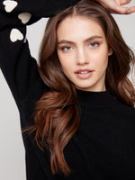 CHARLIE B // 2689R MOCK NECK SWEATER WITH EMBROIDERY