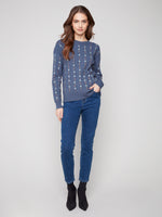 CHARLIE B // 2708R EMBROIDERED SWEATER