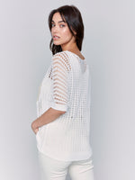 CHARLIE B // 2792 CROCHETED FISHNET SWEATER