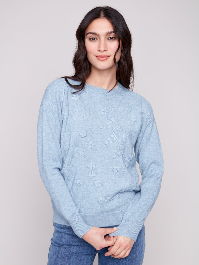 CHARLIE B // 2821 EMBROIDERED SWEATER