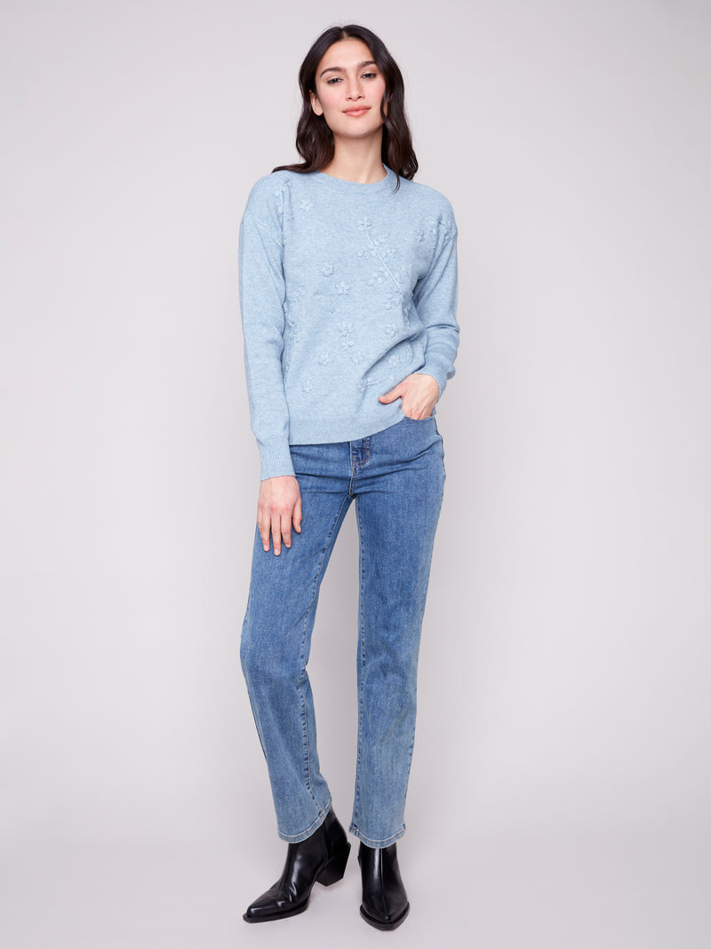 CHARLIE B // 2821 EMBROIDERED SWEATER