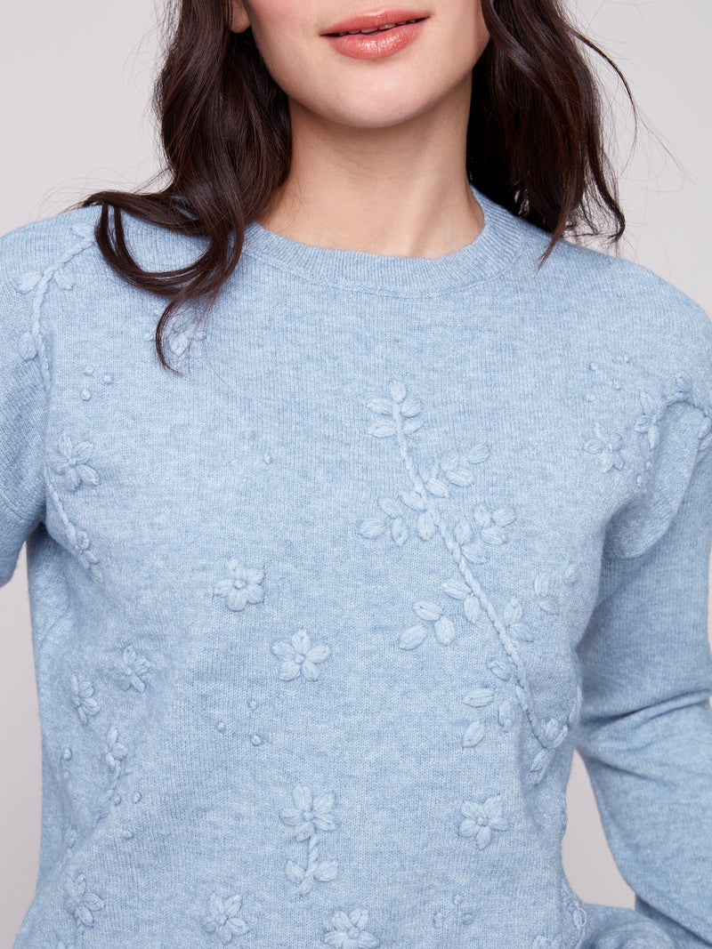 CHARLIE B // 2821 EMBROIDERED SWEATER