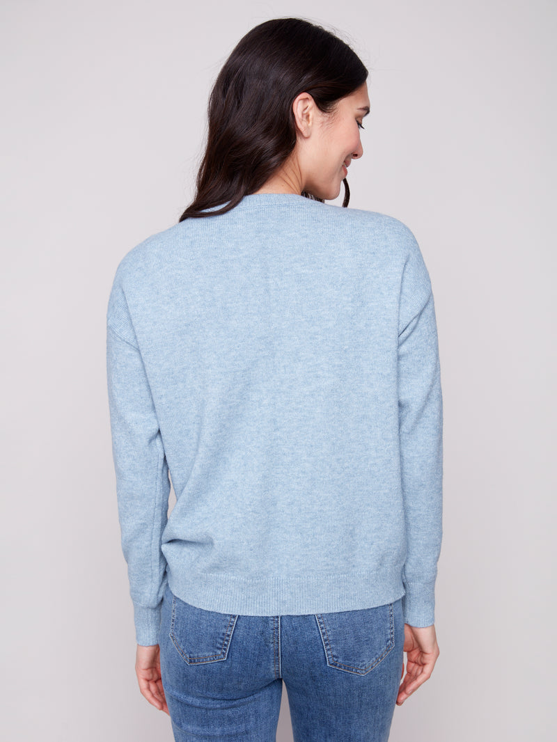 CHARLIE B // 2821 EMBROIDERED SWEATER