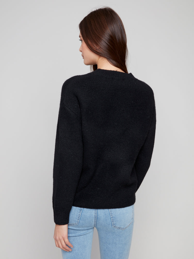CHARLIE B // 2847 INTARSIA FLUFFY SWEATER