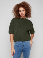 CHARLIE B //  2858 BALLOON SLEEVE SWEATER SPRUCE