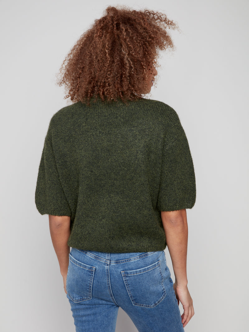CHARLIE B //  2858 BALLOON SLEEVE SWEATER SPRUCE
