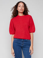 CHARLIE B //  2858 BALLOON SLEEVE SWEATER CRIMSON