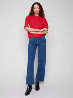 CHARLIE B //  2858 BALLOON SLEEVE SWEATER CRIMSON