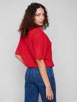 CHARLIE B //  2858 BALLOON SLEEVE SWEATER CRIMSON