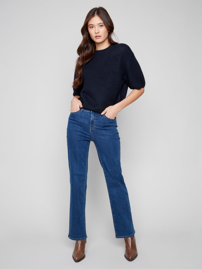 CHARLIE B //  2858 BALLOON SLEEVE SWEATER MOONLIGHT