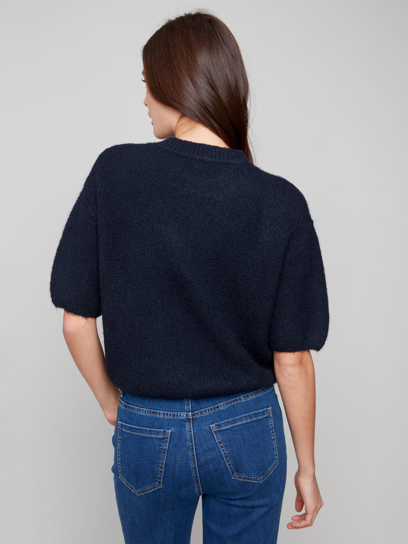CHARLIE B //  2858 BALLOON SLEEVE SWEATER MOONLIGHT