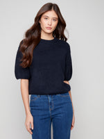 CHARLIE B //  2858 BALLOON SLEEVE SWEATER MOONLIGHT