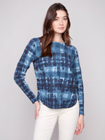CHARLIE B // 2871P BOAT NECK SWEATER WITH BUTTON DETAILS SHADOW