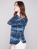 CHARLIE B // 2871P BOAT NECK SWEATER WITH BUTTON DETAILS SHADOW