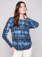 CHARLIE B // 2871P BOAT NECK SWEATER WITH BUTTON DETAILS SHADOW