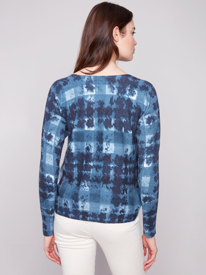 CHARLIE B // 2871P BOAT NECK SWEATER WITH BUTTON DETAILS SHADOW