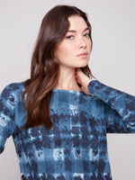 CHARLIE B // 2871P BOAT NECK SWEATER WITH BUTTON DETAILS SHADOW
