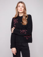 CHARLIE B // 2876 MOCK NECK SWEATER WITH EMBROIDERY