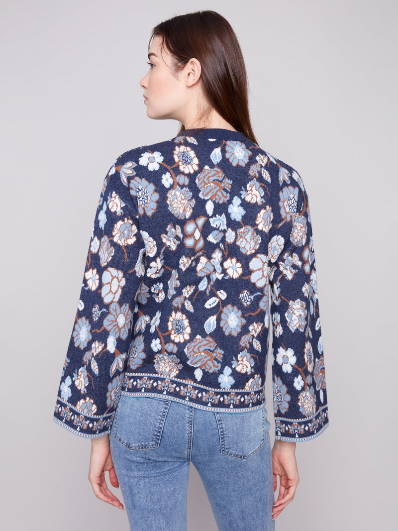 CHARLIE B // 2905 JAQUARD SWEATER WITH CREW NECK