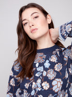 CHARLIE B // 2905 JAQUARD SWEATER WITH CREW NECK