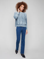 CHARLIE B // 2920 REVERSIBLE CREW NECK SWEATER WITH FANCY STITCH