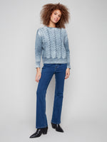 CHARLIE B // 2920 REVERSIBLE CREW NECK SWEATER WITH FANCY STITCH