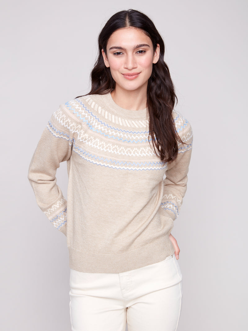 CHARLIE B // 2924 JACQUARD SWEATER
