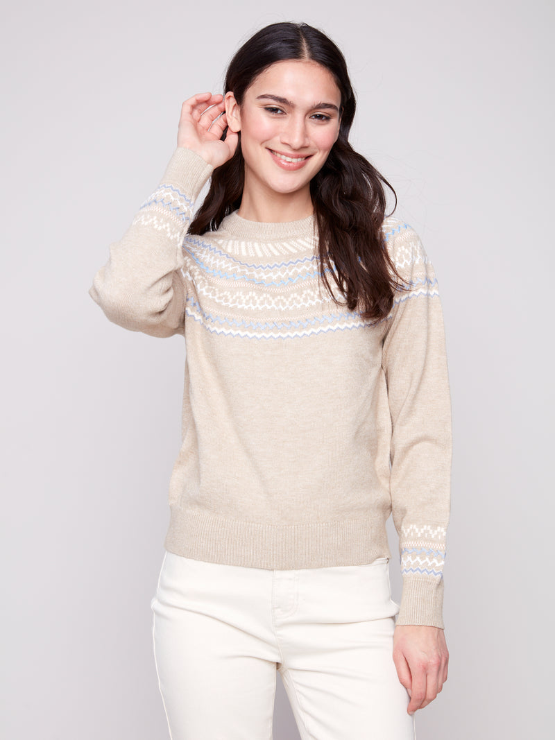 CHARLIE B // 2924 JACQUARD SWEATER