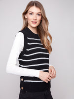 CHARLIE B // 2927 SLEEVELESS SWEATER WITH SNAP DETAILS