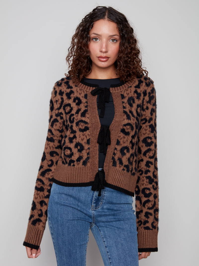 CHARLIE B // 2933 CARDIGAN WITH BOW TIE CLOSURE