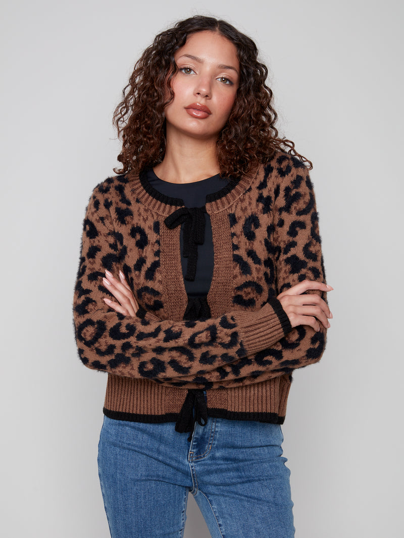 CHARLIE B // 2933 CARDIGAN WITH BOW TIE CLOSURE