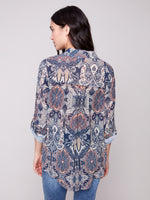 CHARLIE B // 4308PR PRINTED BLOUSE WITH TIE FRONT JOLLY