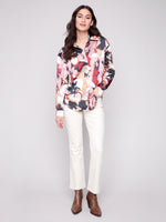 CHARLIE B // 4489D PRINTED SATIN BLOUSE