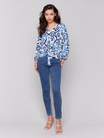 CHARLIE B // C4579P PRINTED POP OVER BLOUSE