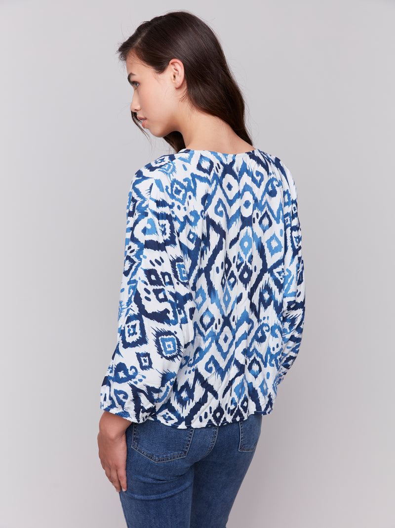 CHARLIE B // C4579P PRINTED POP OVER BLOUSE