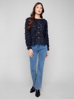 CHARLIE B // 4630 FANCY CHIFFON TOP NAVY