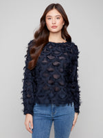 CHARLIE B // 4630 FANCY CHIFFON TOP NAVY