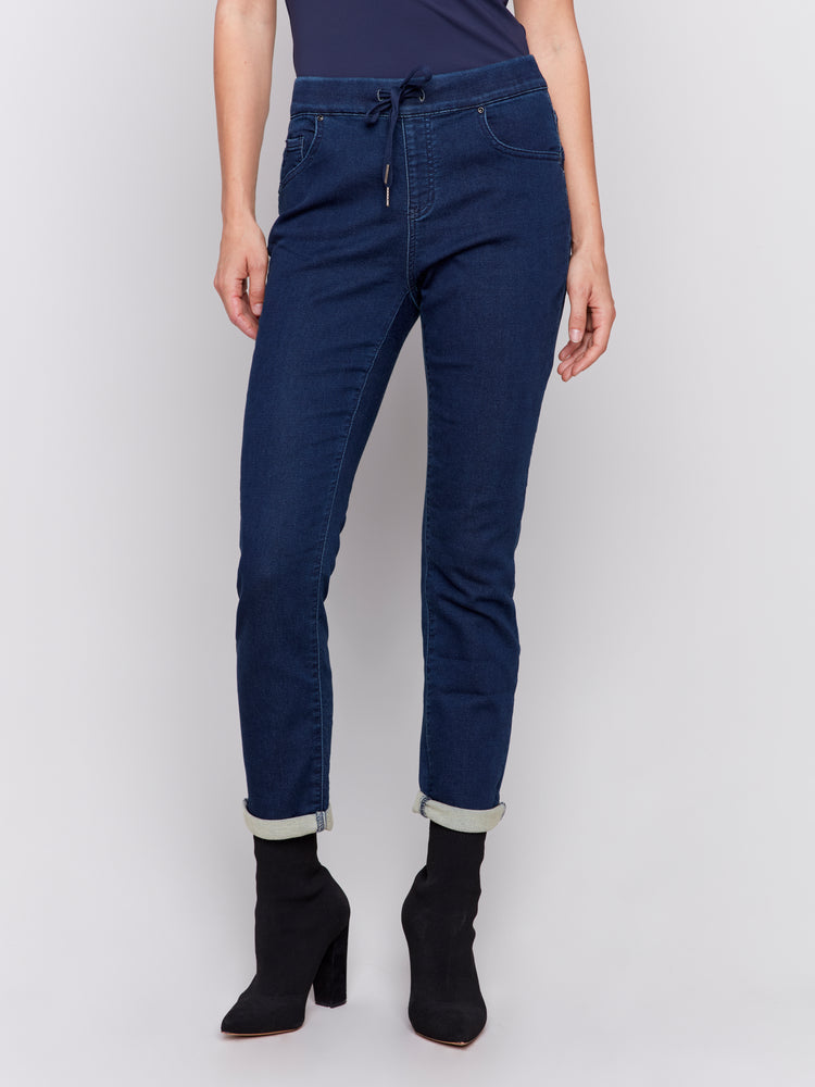 CHARLIE B // 5347X KNIT DENIM JOGGER BLUE/BLACK – Trinity
