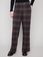 CHARLIE B // 5540P WIDE LEG PULL-ON PLAID PANTS
