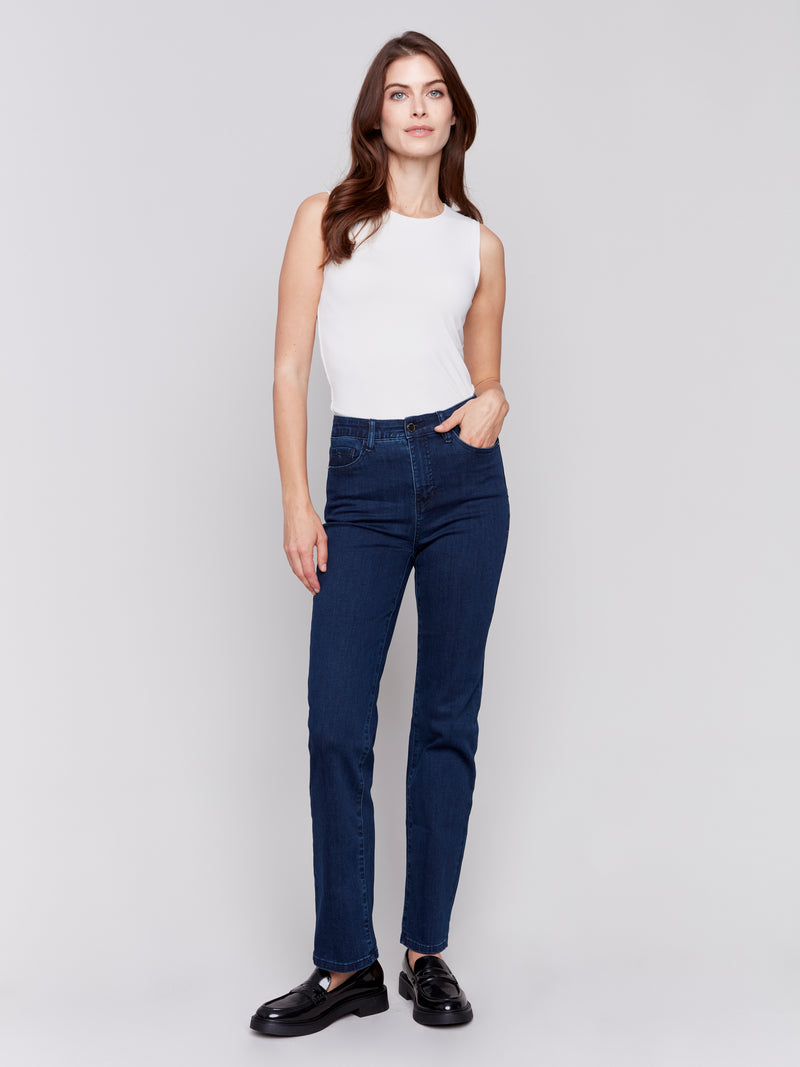 CHARLIE B // 5584 STRETCH DENIM BLUE/BLACK