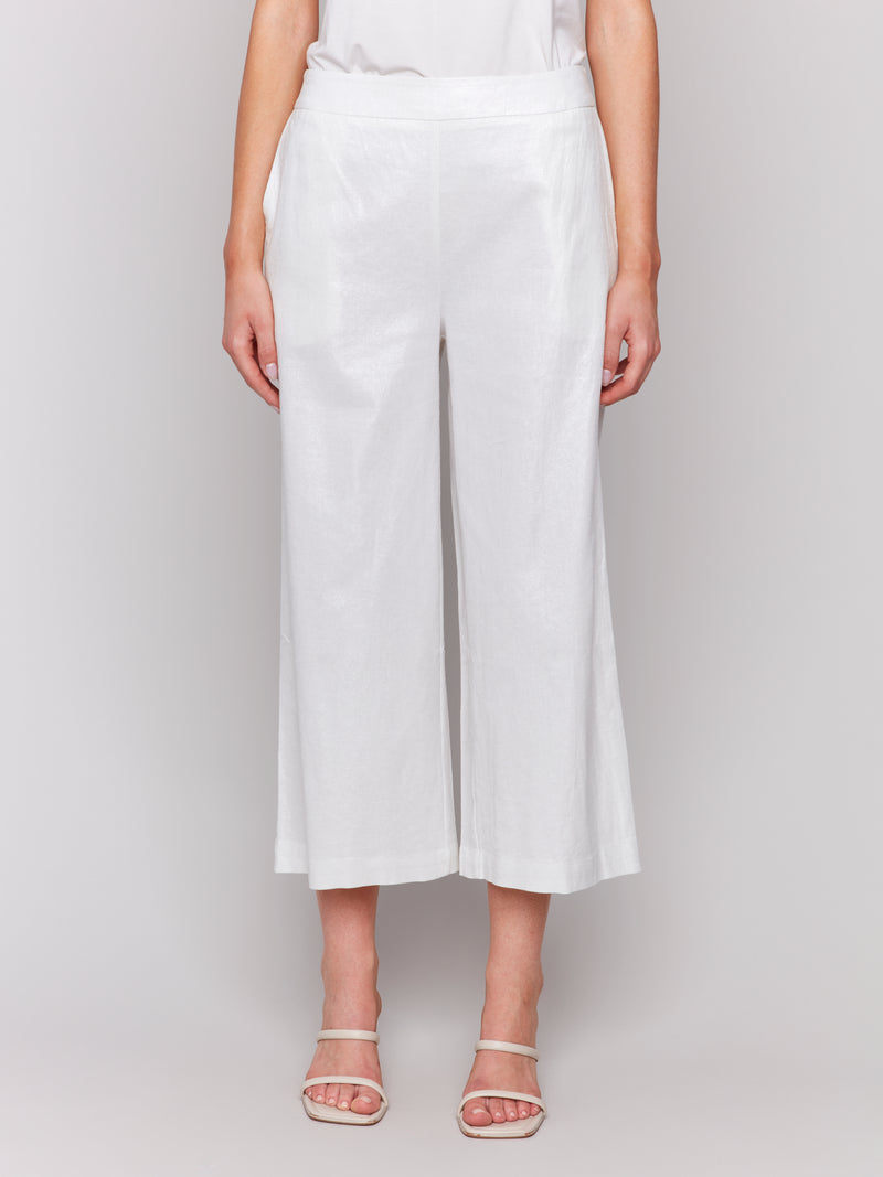 CHARLIE B // 5648F PULL-ON LINEN STRETCH PANTS