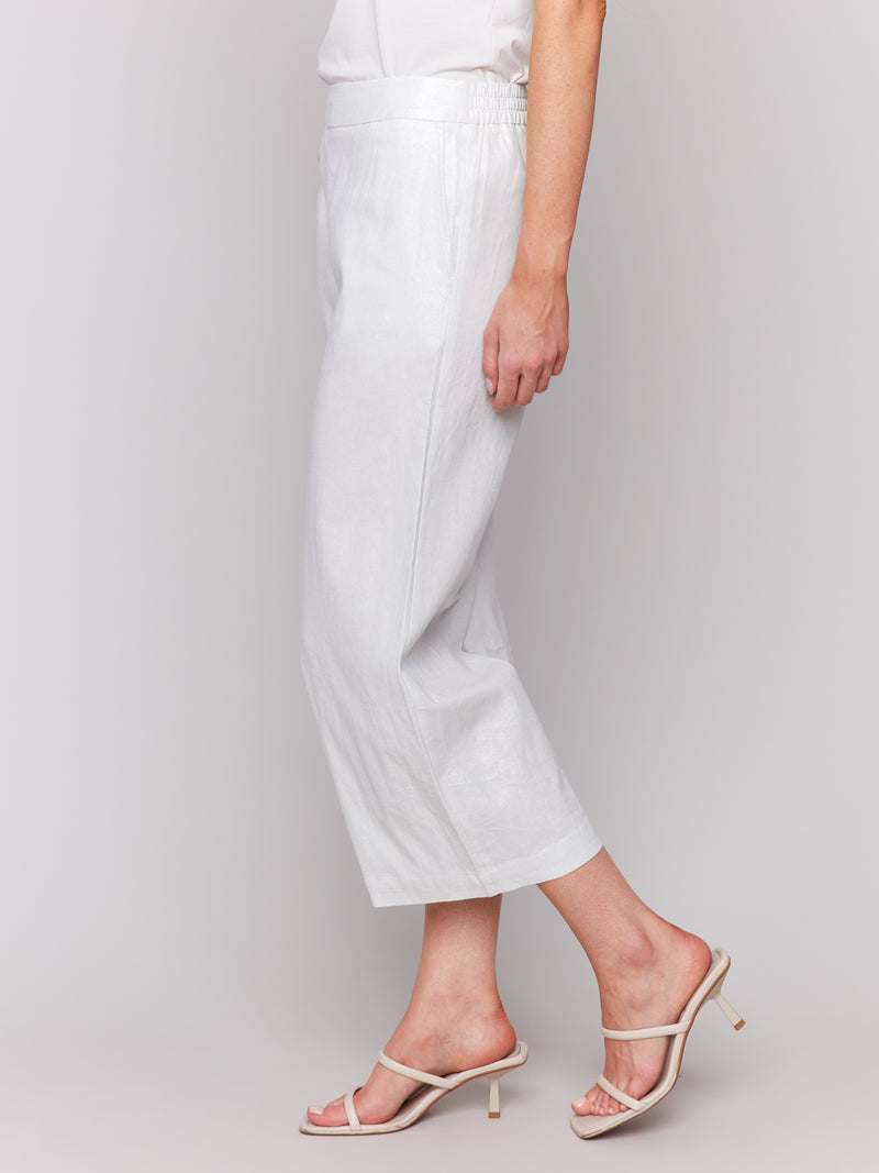 CHARLIE B // 5648F PULL-ON LINEN STRETCH PANTS