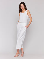 CHARLIE B // 5648F PULL-ON LINEN STRETCH PANTS