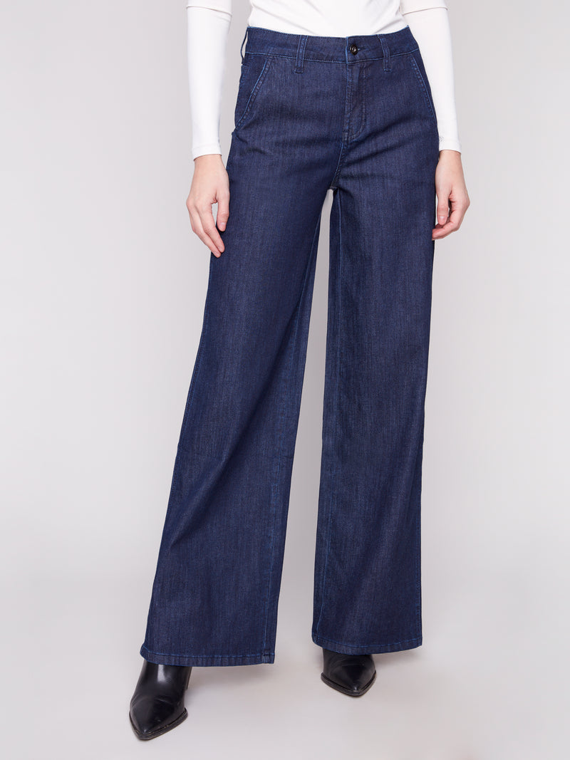 CHARLIE B // 5659 WIDE LEG DENIM BLUE BLACK