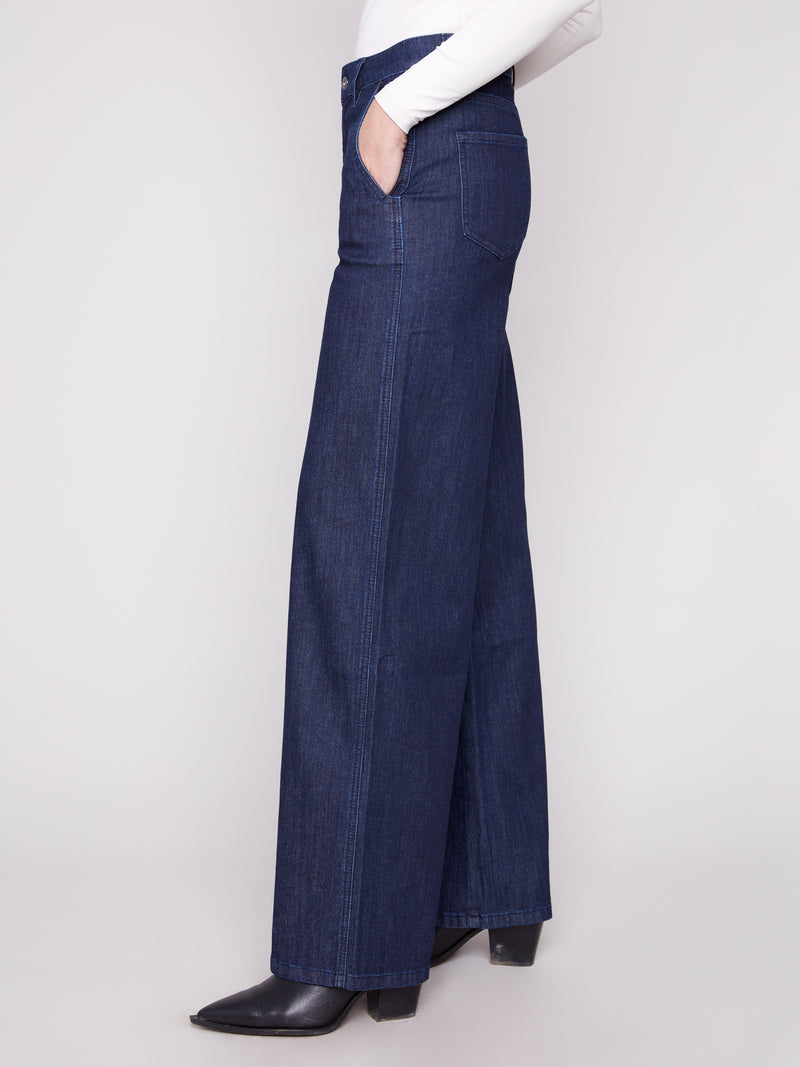CHARLIE B // 5659 WIDE LEG DENIM BLUE BLACK