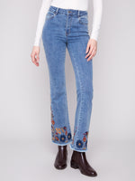 CHARLIE B // 5667 FLARED DENIM MEDIUM BLUE