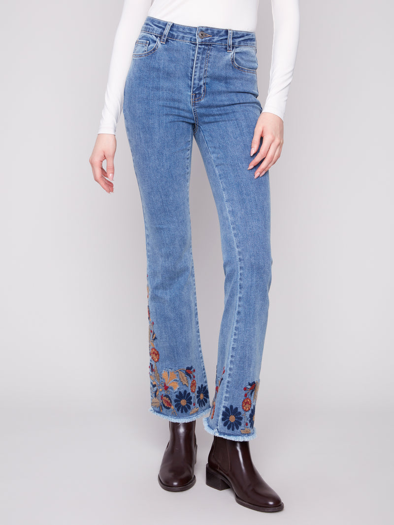CHARLIE B // 5667 FLARED DENIM MEDIUM BLUE