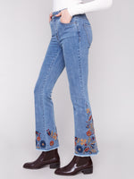 CHARLIE B // 5667 FLARED DENIM MEDIUM BLUE