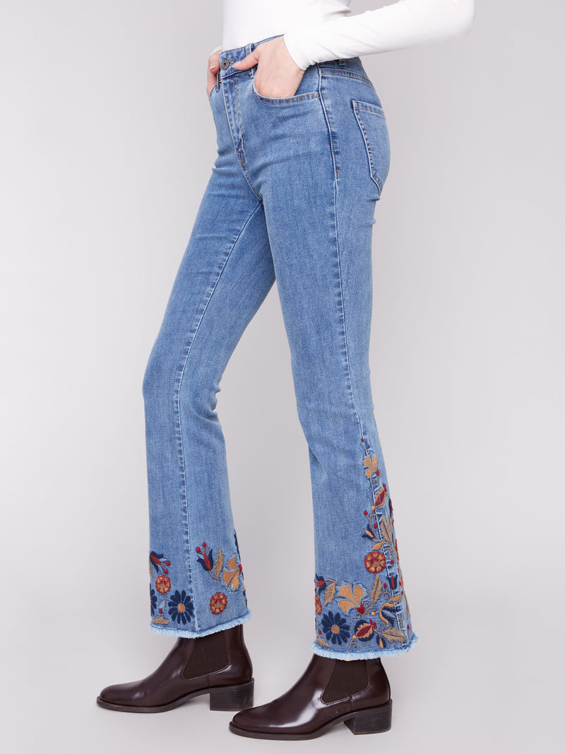 CHARLIE B // 5667 FLARED DENIM MEDIUM BLUE